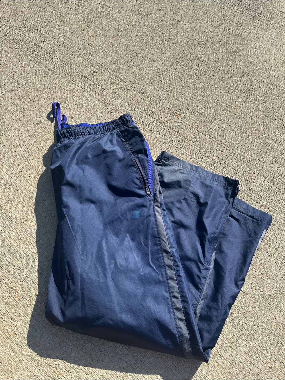 STARTER Navy Blue Athletic Pants with Branded Waistband